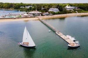 Sailing Tour approaching the dock (viewed from a drone)