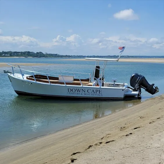 Bonny is Down Cape's white 24-foot motor boat and the sister of Morgan (our blue vessel).